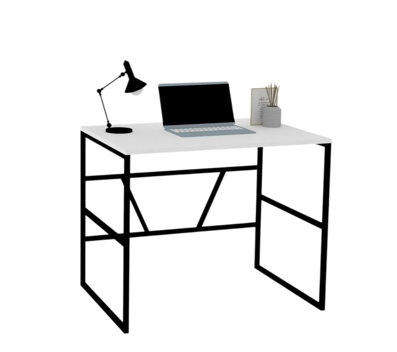 Petit Bureau Moderne Noir Avec Plateau Blanc Jena