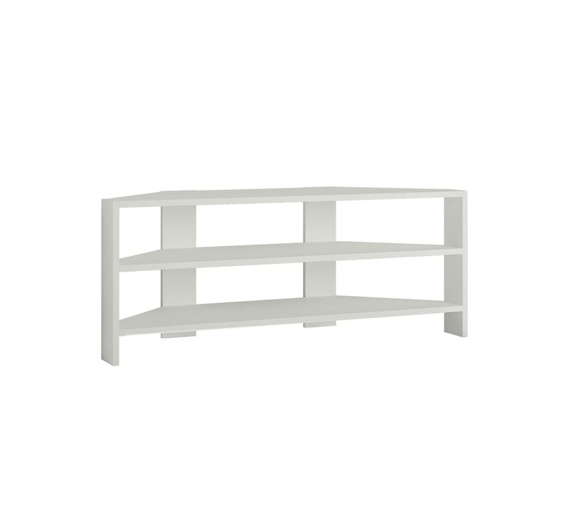 Meuble TV D'angle Blanc - Rangements Ouverts Marfa