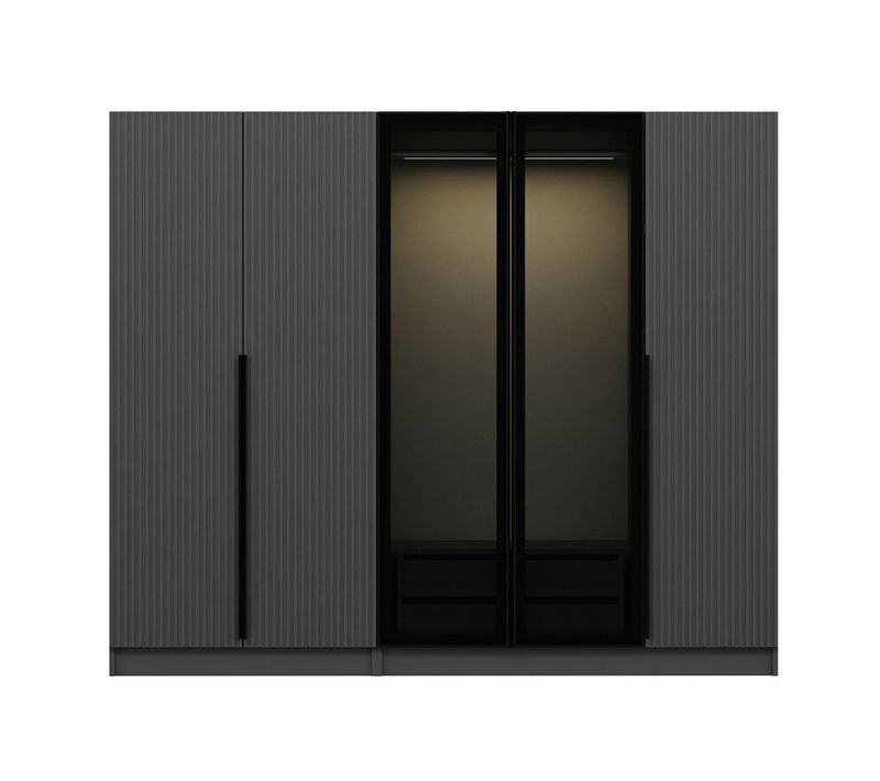 Armoire Dressing Design Gris 2 Portes Verre Byron