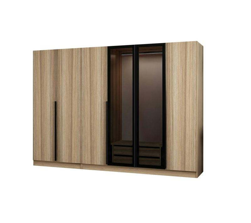 Armoire Dressing Design Effet Bois 2 Portes Verre L 270 Cm Byron