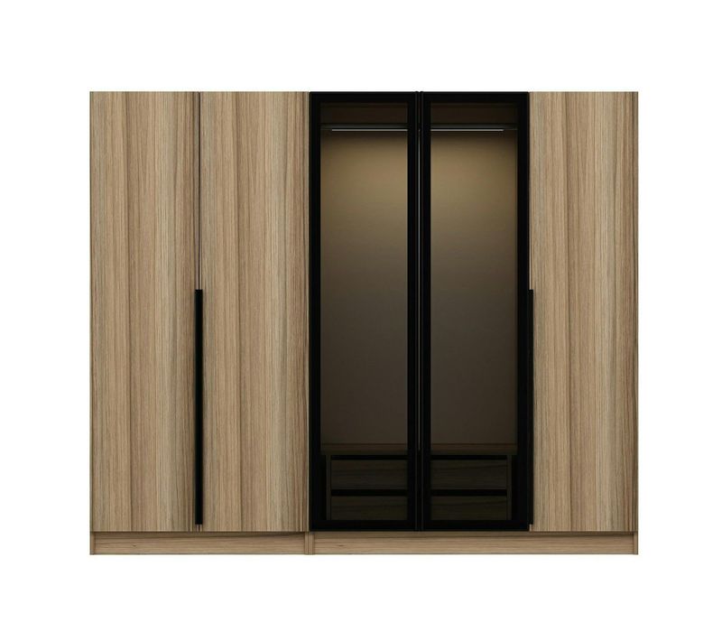 Armoire Dressing Design Effet Bois 2 Portes Vitrées Byron