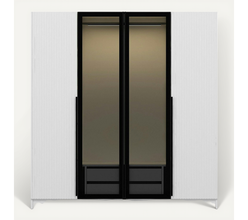 Armoire Penderie Blanche 2 Portes Vitrées H 210 Cm Byron