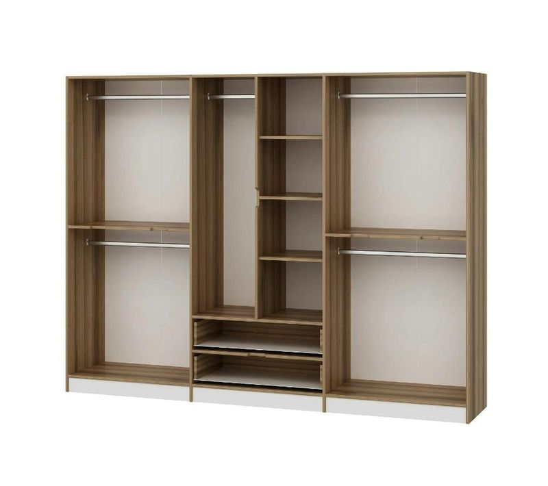 Armoire Dressing Chambre Effet Bois et Blanc 277 Cm Byron