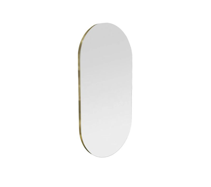 Miroir Salle De Bains Ovale Argenté, Bordure Dorée 85 Cm Cody