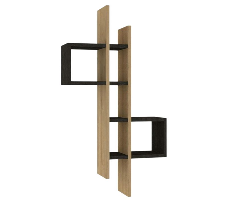Etagère Murale Design Bicolore, Effet Chêne Et Gris Marfa