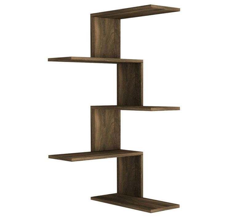 Etagère Murale D'angle Design Effet Bois De Noyer Marfa