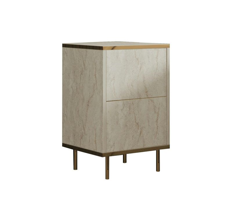 Table De Nuit Moderne Chic Effet Travertin, 1 Porte Byron