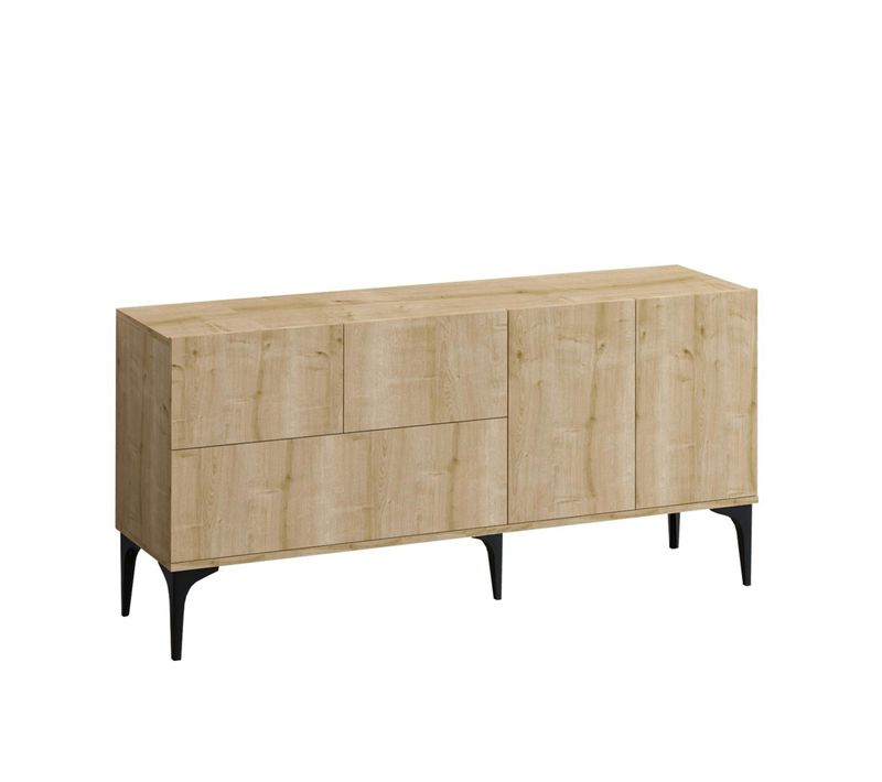 Buffet De Salle à Manger Effet Bois Clair 5 Portes Jena