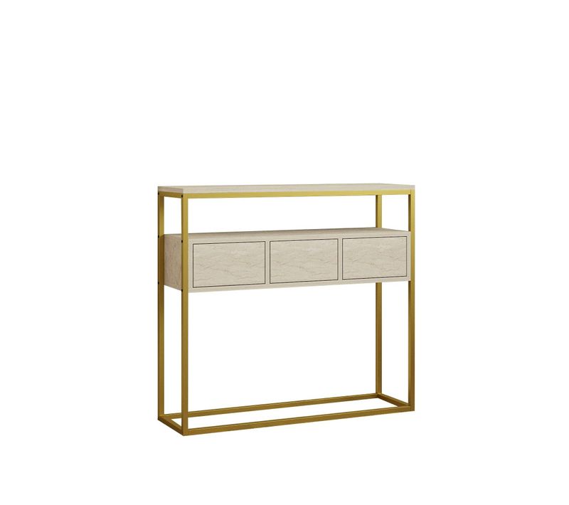 Console D'entrée Rangements Fermés, Effet Marbre Beige Jena