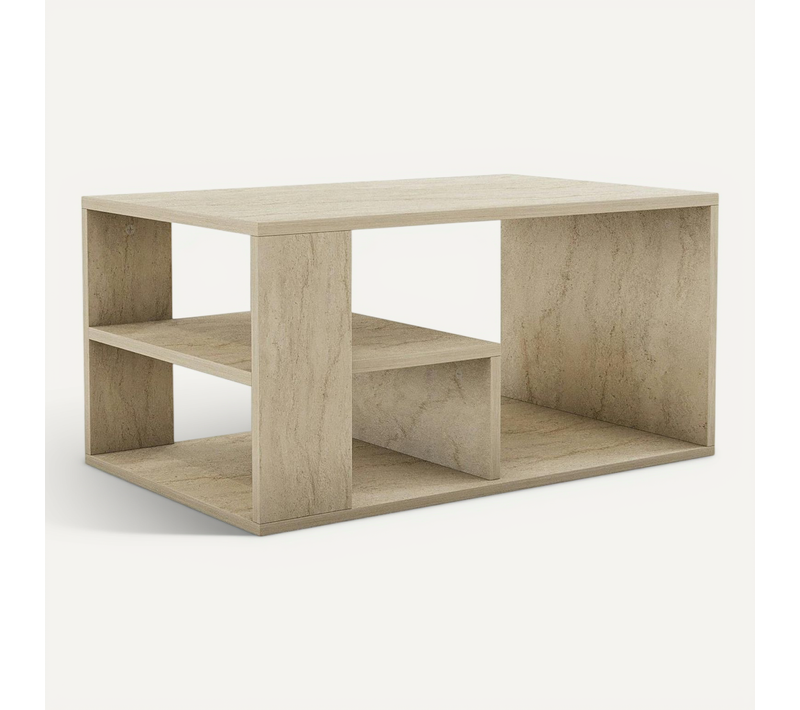 Table Basse Avec Rangement Ouvert Effet Travertin Marfa
