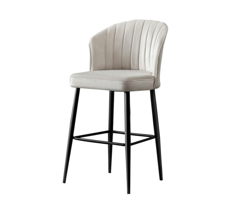 Tabouret De Bar En Velours écru 65 Cm (lot De 2) Rosario