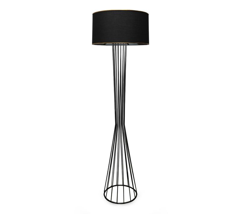 Lampadaire Salon Moderne Chic Noir, Abat-jour Tissu Sinop