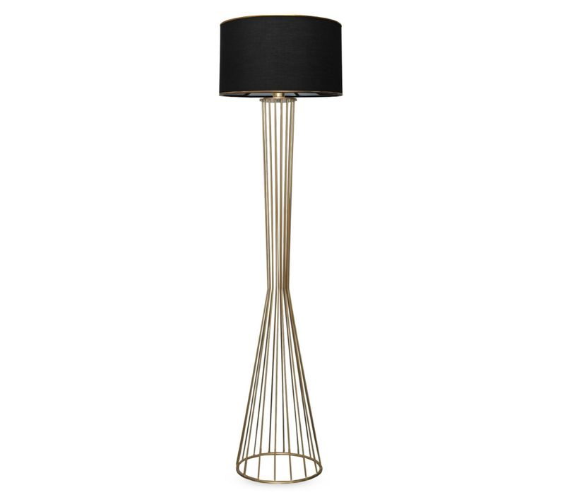 Lampadaire Salon Moderne Doré Abat-jour Noir Sinop