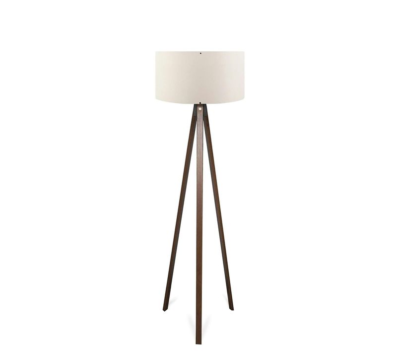 Lampadaire Trépied Effet Bois Brun, Abat-jour écru Kilis