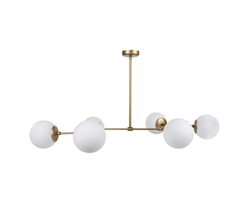 Suspension Design Dorée 6 Globes Verre Dépoli Sierre