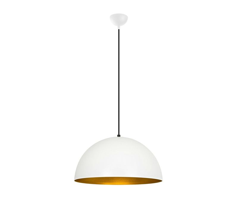 Suspension De Table Blanche Dôme Intérieur Doré Ø50 Cm Sile