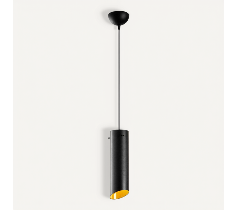 Lampe De Chevet Suspendue Noire Mat, Forme Cylindre Sile