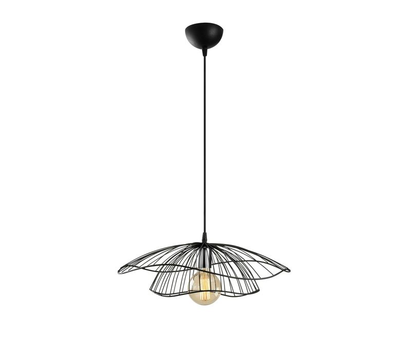 Suspension Design Métal Noir Filaire Forme Fleur Sinop