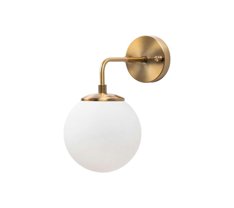 Applique Murale Vintage, Structure Dorée Globe Blanc Sierre
