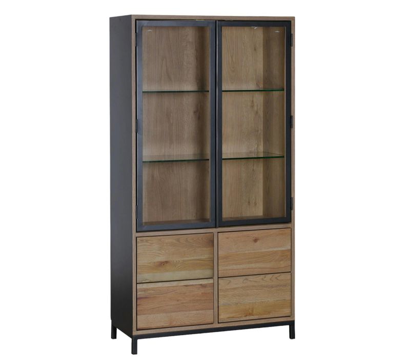 Bibliothèque Vitrine Chêne Massif Hudson