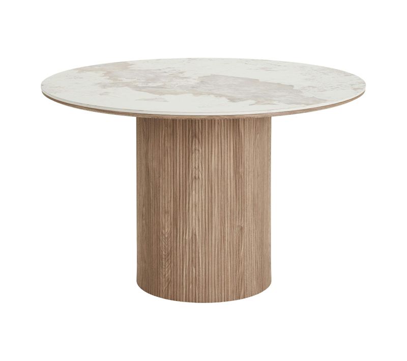 Table à Manger Ronde En Céramique Effet Marbre D.120 Cm Prato