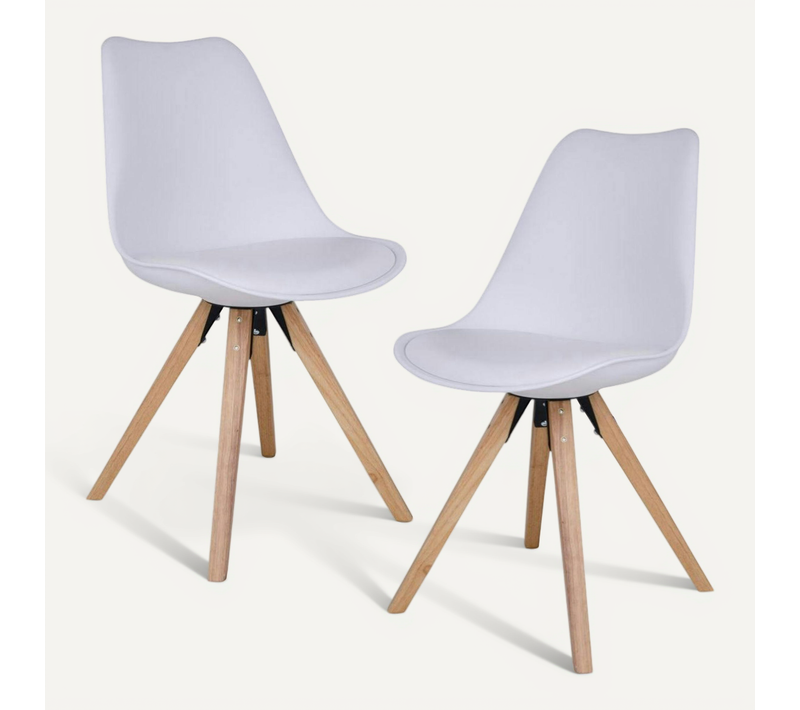 Chaise Blanche Scandinave Pieds Bois (lot De 2) Lota