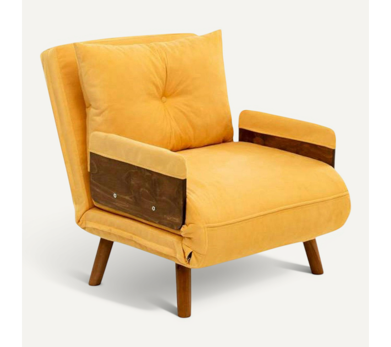 Fauteuil Convertible Jaune 1 Place Couchage 190 Cm Loja