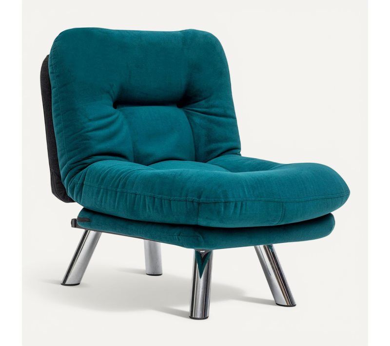 Fauteuil Convertible Banquette Bleu Lagon Pieds Chromés Cusco