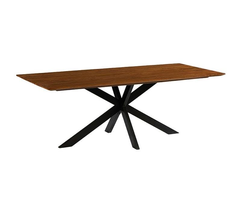 Table Pied Central Bois Recyclé Teck 220 Cm Barbade