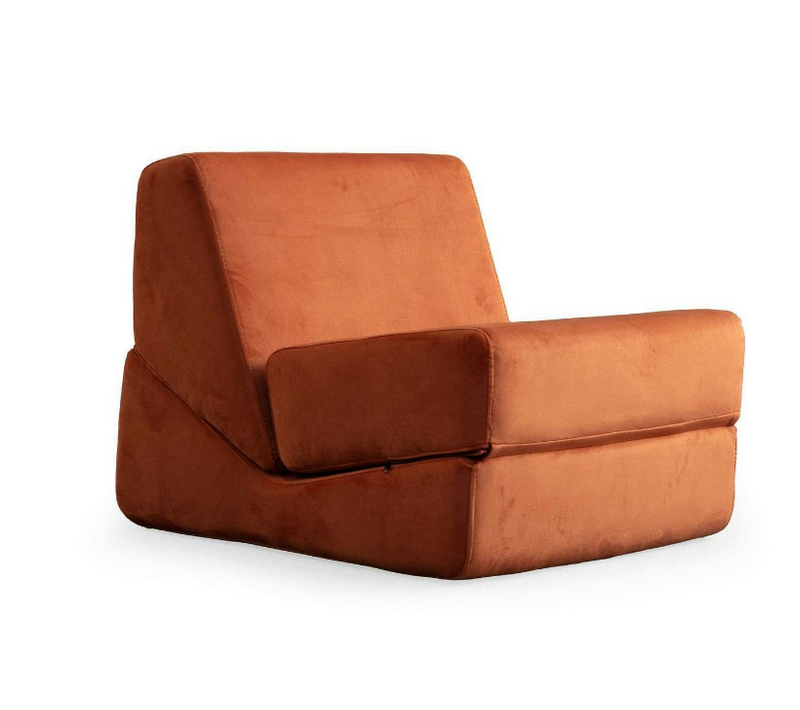 Chauffeuse Convertible Cuivre Velours, Lit D'appoint Sappo