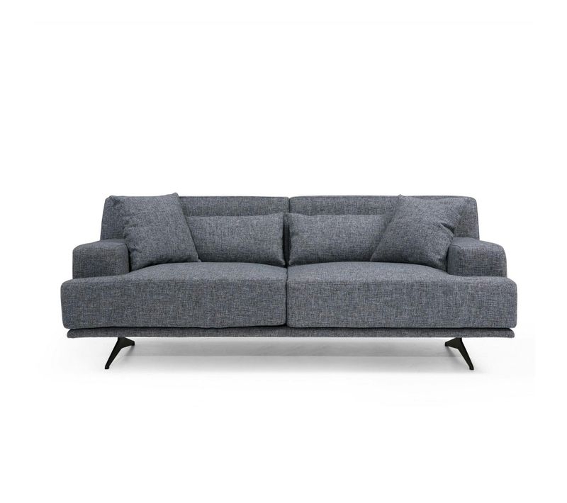 Canapé 2 Places Gris Moderne, Pieds Métal Noir Crewe