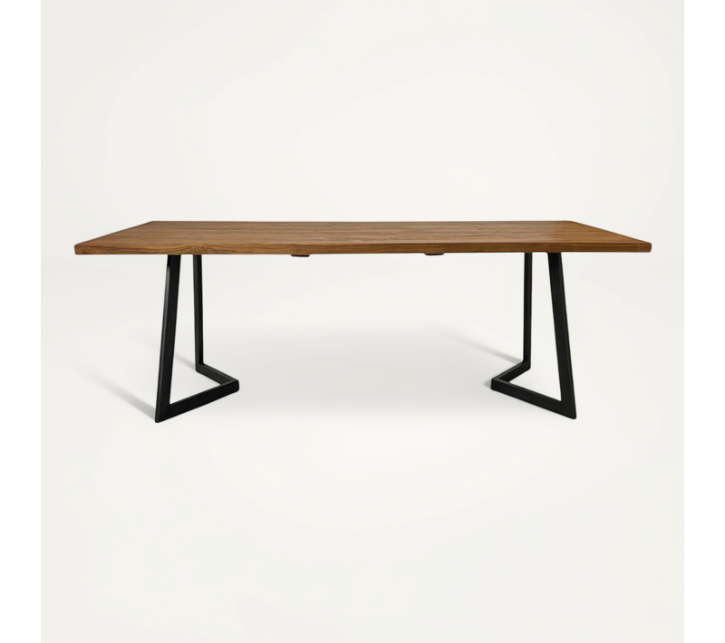 Table à Manger Bois Recyclé Teck Pied Accent 220 Cm Cleveland