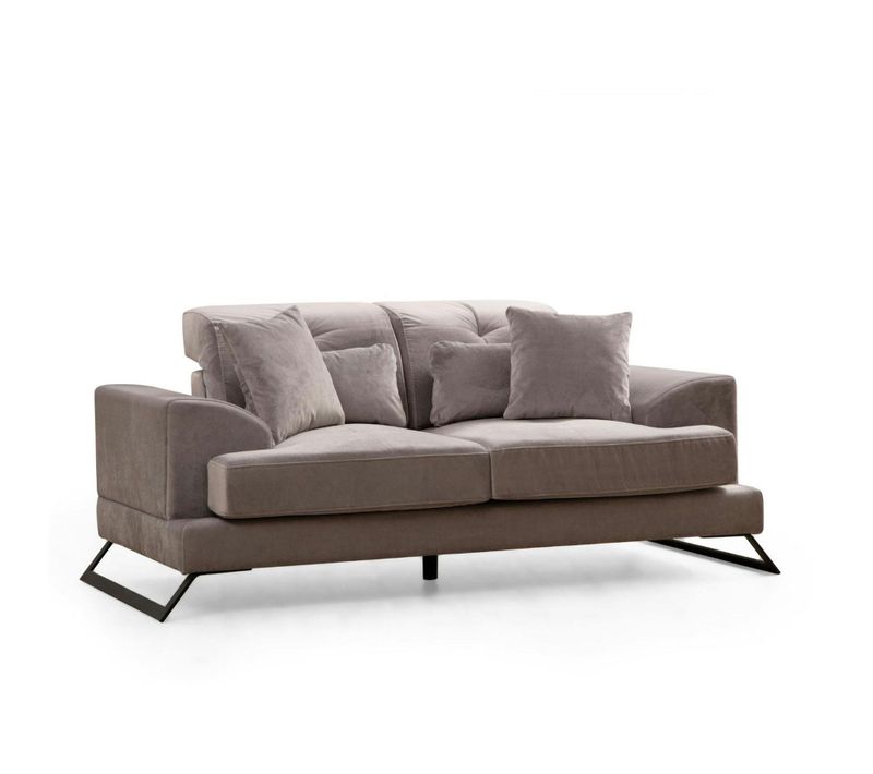 Canapé 2 Places Gris Clair Avec Dossier Inclinable Milo