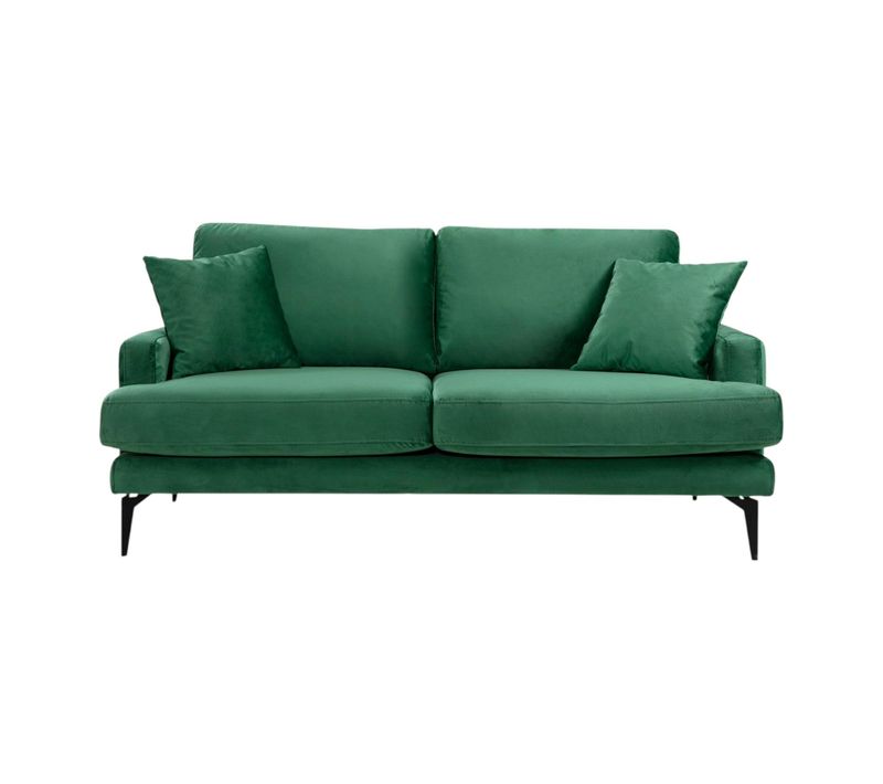 Canapé 2 Places Vert En Tissu Velours 175 Cm Seattle