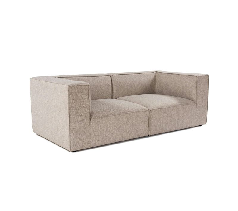 Canapé En Lin 2 Places Beige, Accoudoirs Blocs Collioure