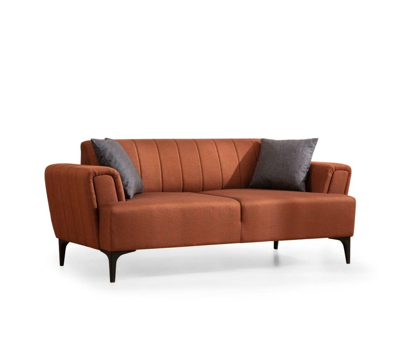 Canapé 2 Places Rouille, Dossier à Coutures Verticales Lucca