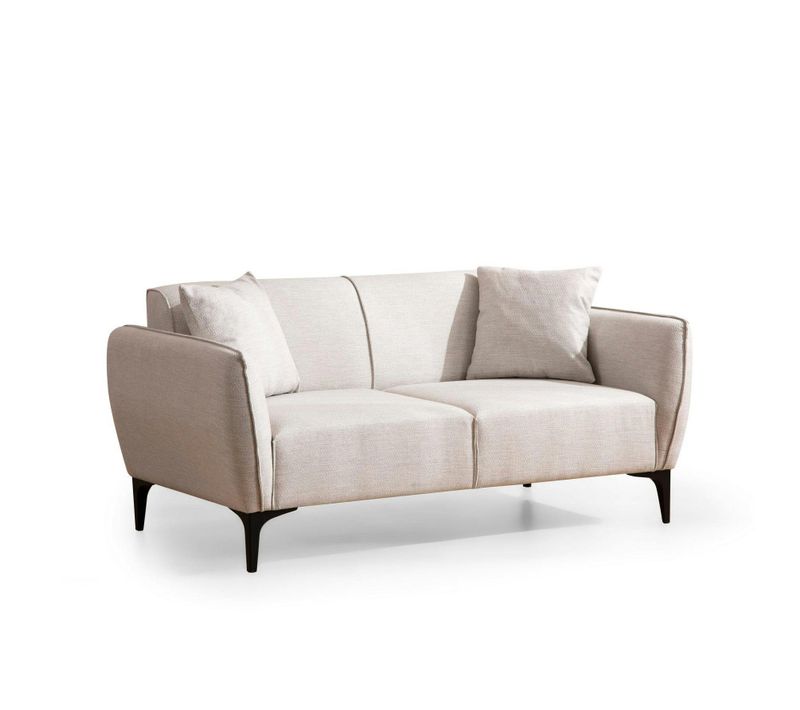 Canapé 2 Places Écru Avec Couture Décorative Vilnius