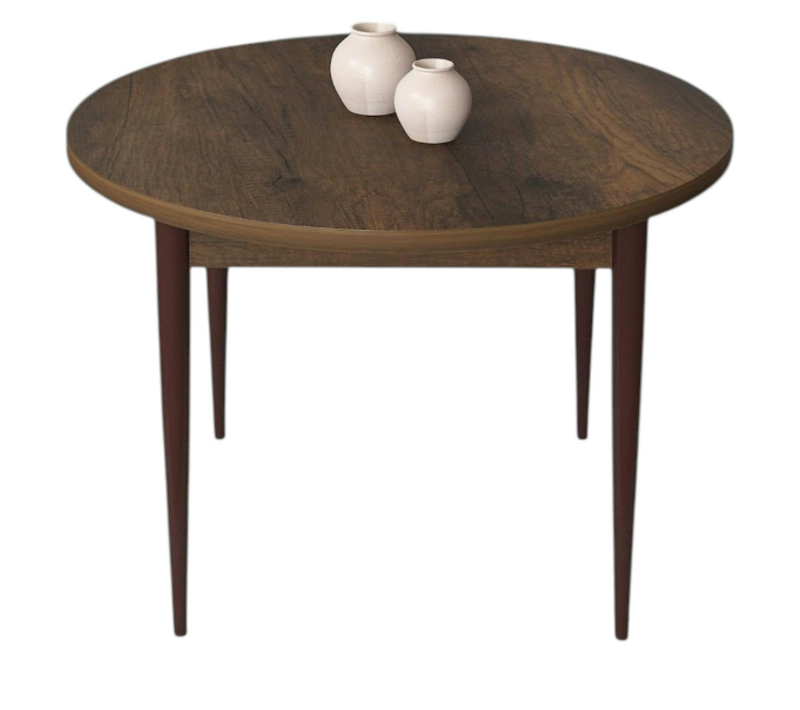 Table à Manger Ronde Effet Bois Noyer Foncé Ø90 Cm Arola