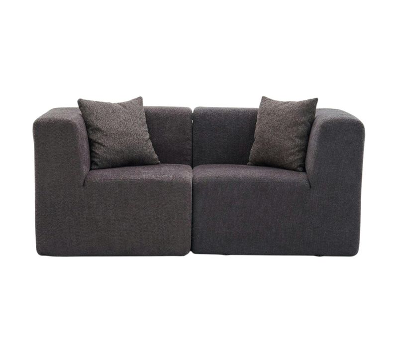 Canapé 2 Places Compact Anthracite Tissu Chenille Plovia