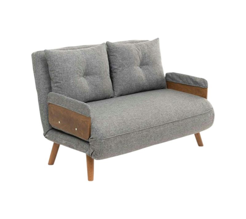 Canapé-lit D'appoint En Tissu Gris Chiné, 2 Places Loja