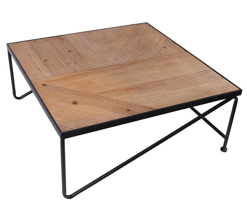 Table Basse Carrée En Bois Et Métal Atelier