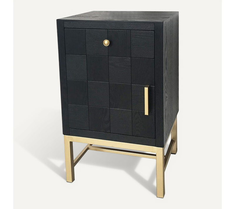 Petit Meuble De Rangement Noir Motif Damier Leopold