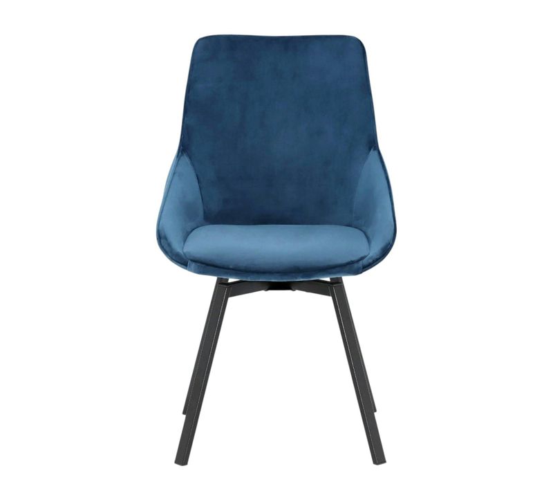 Chaise Pivotante Moderne En Velours Bleu Oka (lot De 2)