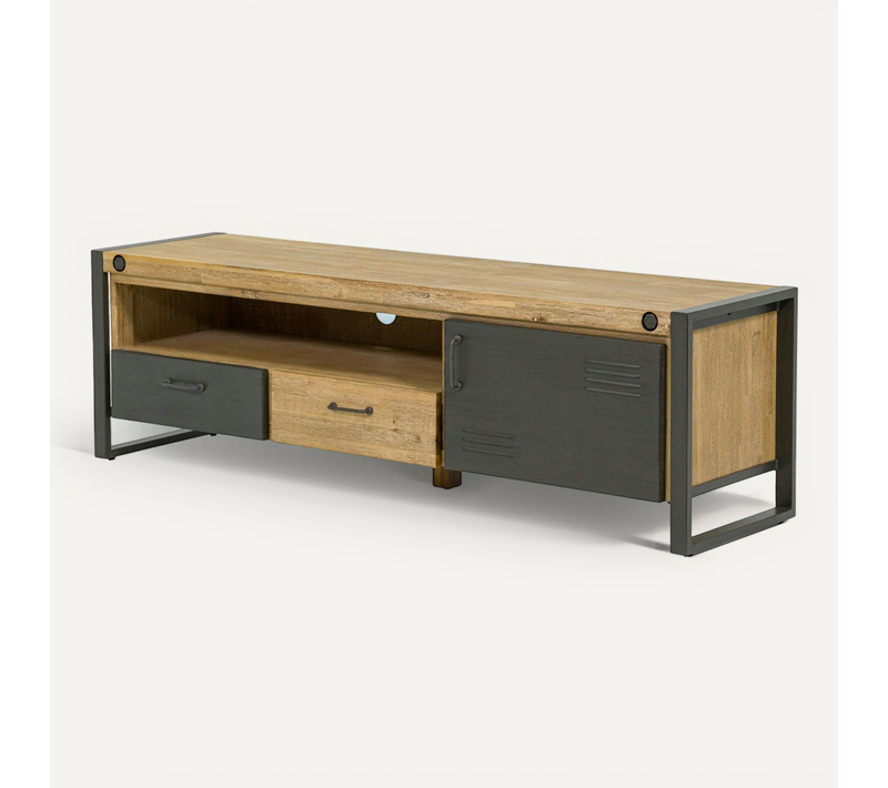 Meuble TV Industriel Bois Métal Boulons Brooklyn