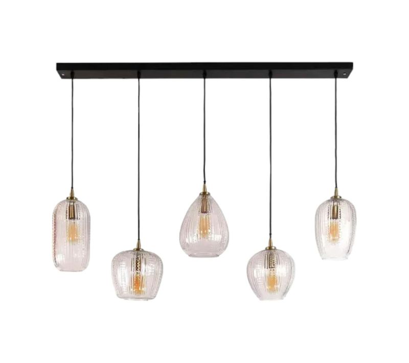 Suspension En Verre Travaillé 5 Lampes Nova