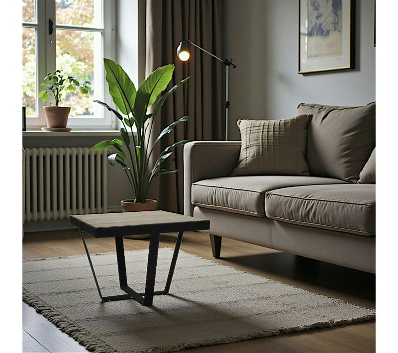 Table D'appoint Bout De Canapé Chêne Massif Métal Soomaa Réf 30020861