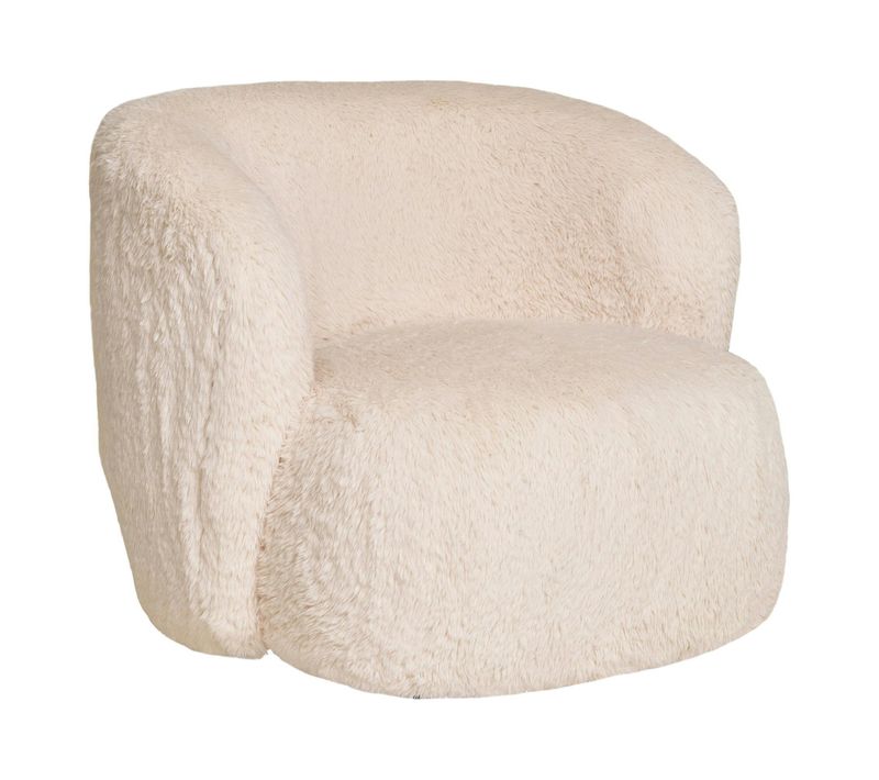 Gros Fauteuil En Fausse Fourrure, Couleur Blanc Cassé Berlin