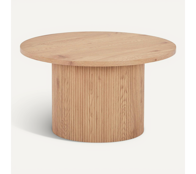 Table Basse Ronde Effet Bois Blond D.80 Cm Matera