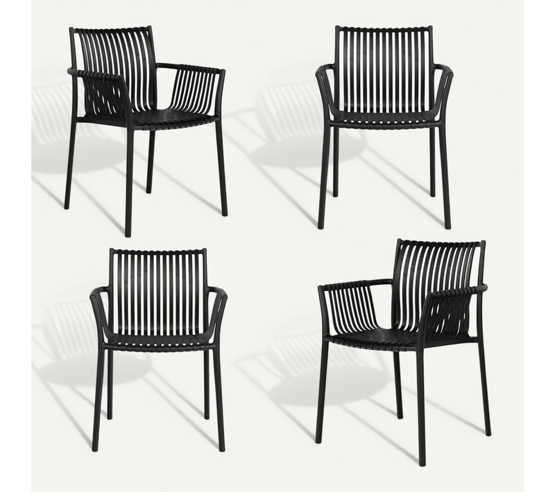 Chaise De Jardin Noire (lot De 4) Mendoza