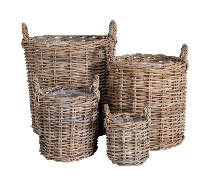 Cache-pot En Rotin, Fines Tiges (lot De 4)